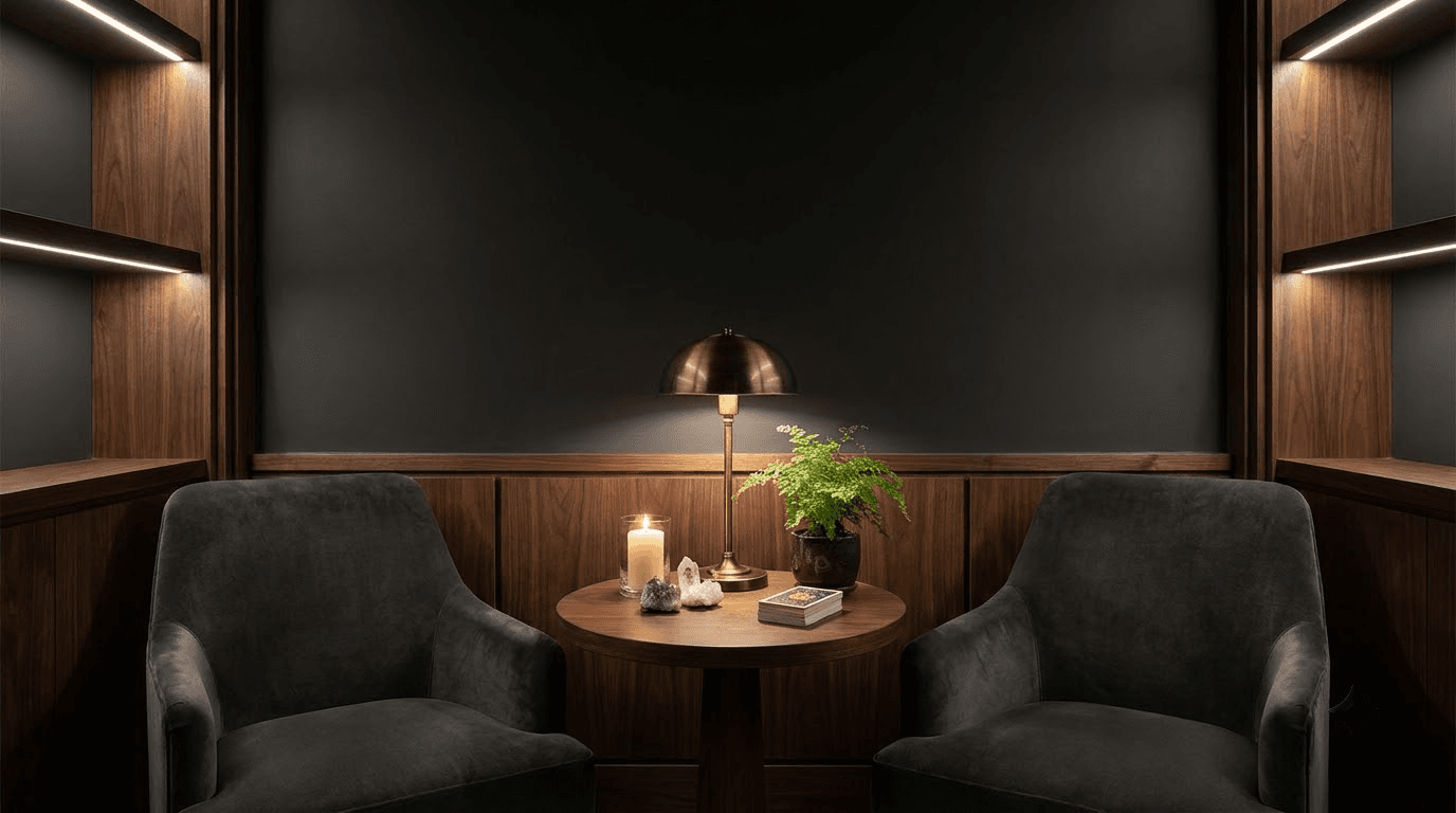 Psychic Camara private reading room — elegant consultation area for private sessions